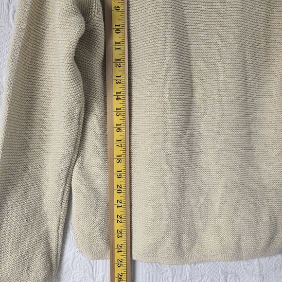 Alps Knitted V Neck Tan Pullover Sweater Women Small Neutral Minimalist Coastal - Picture 6 of 6